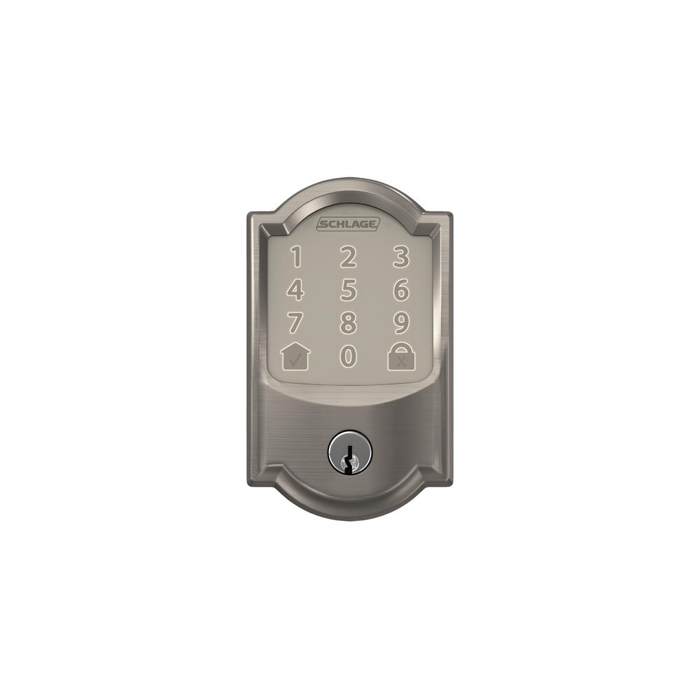 Schlage Camelot Encode Smart Wifi Door Lock With Alarm In Satin Nickel