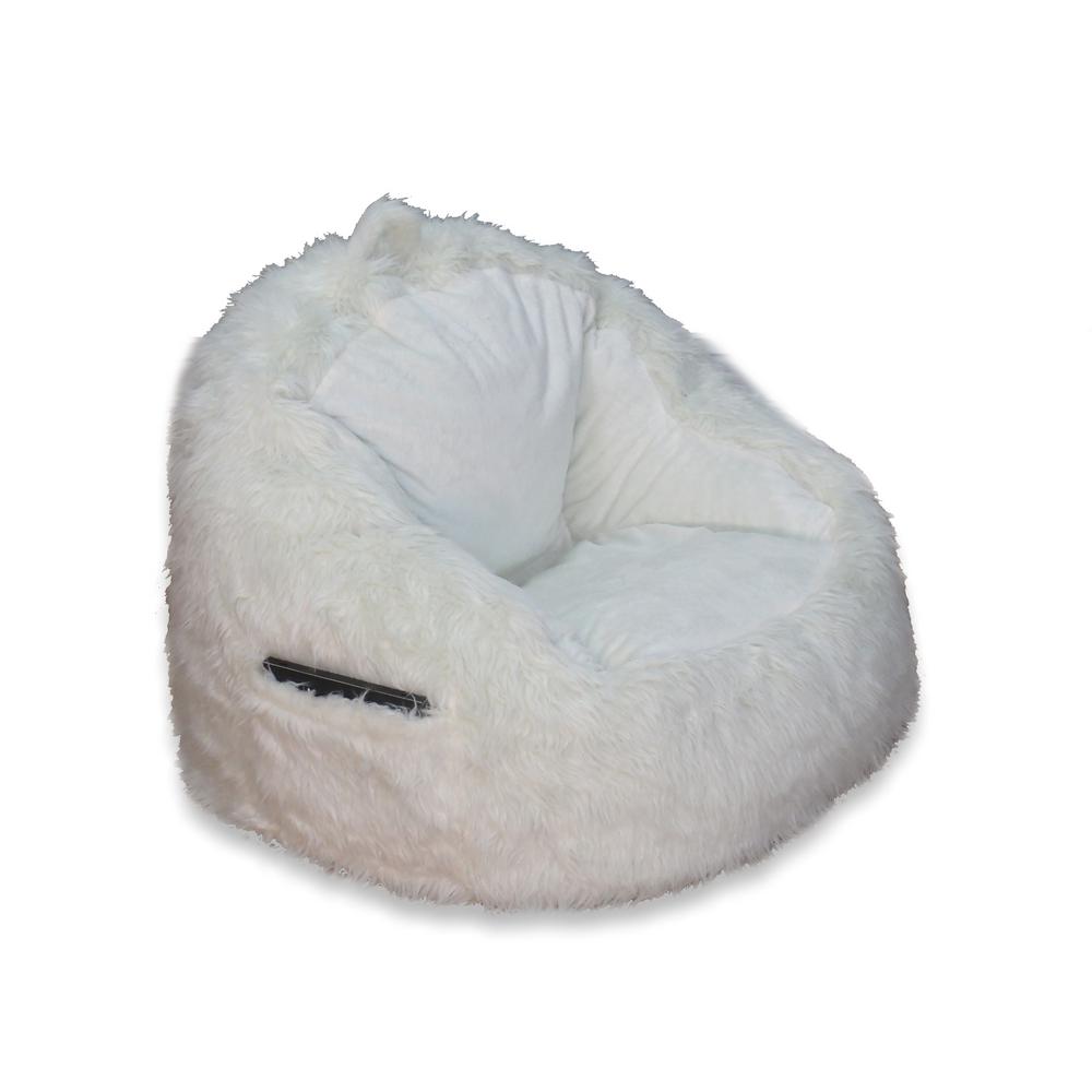 White Bean Bag Chairs The Home Depot Cream Fur Structured Bean Bag