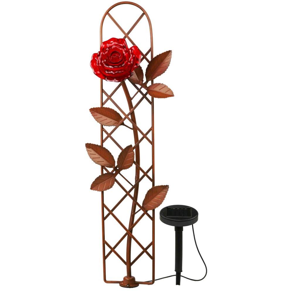 Solar Trendscape Outdoor Lighting The Home Depot Solar Led Rose With Trellis Decor Pathway Light