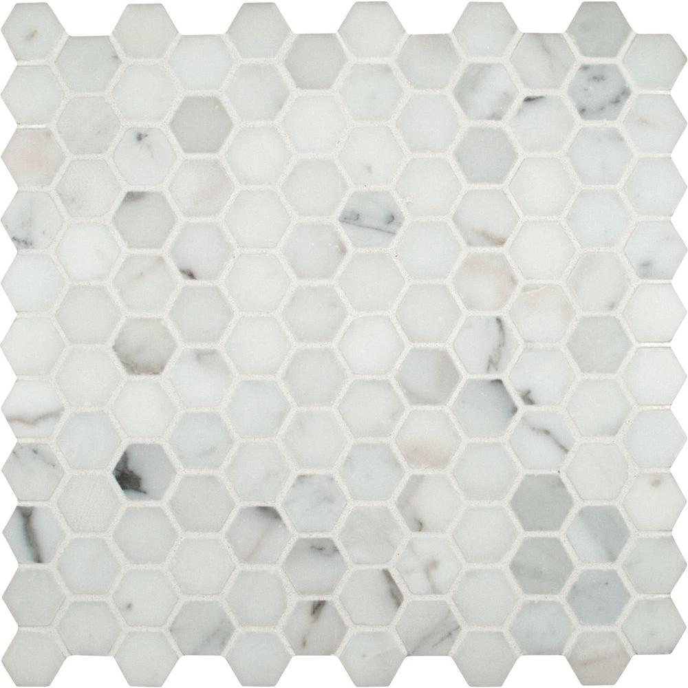 Msi Calacatta Gold Hexagon 12 In X 10mm Polished Marble Msi Calacatta Gold Hexagon 12 In X 10mm Polished Marble Mesh