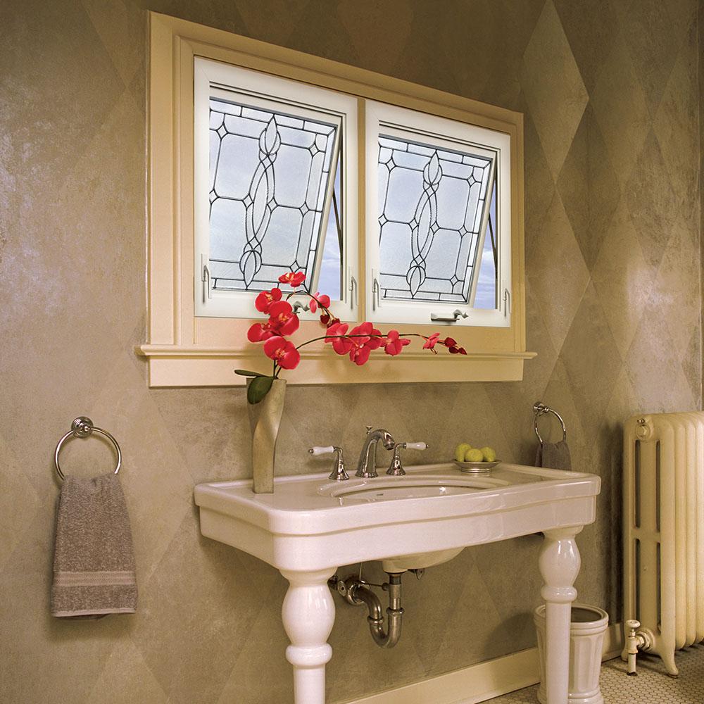 Hy Lite 28 5 In X 28 5 In Decorative Glass Awning Vinyl Window