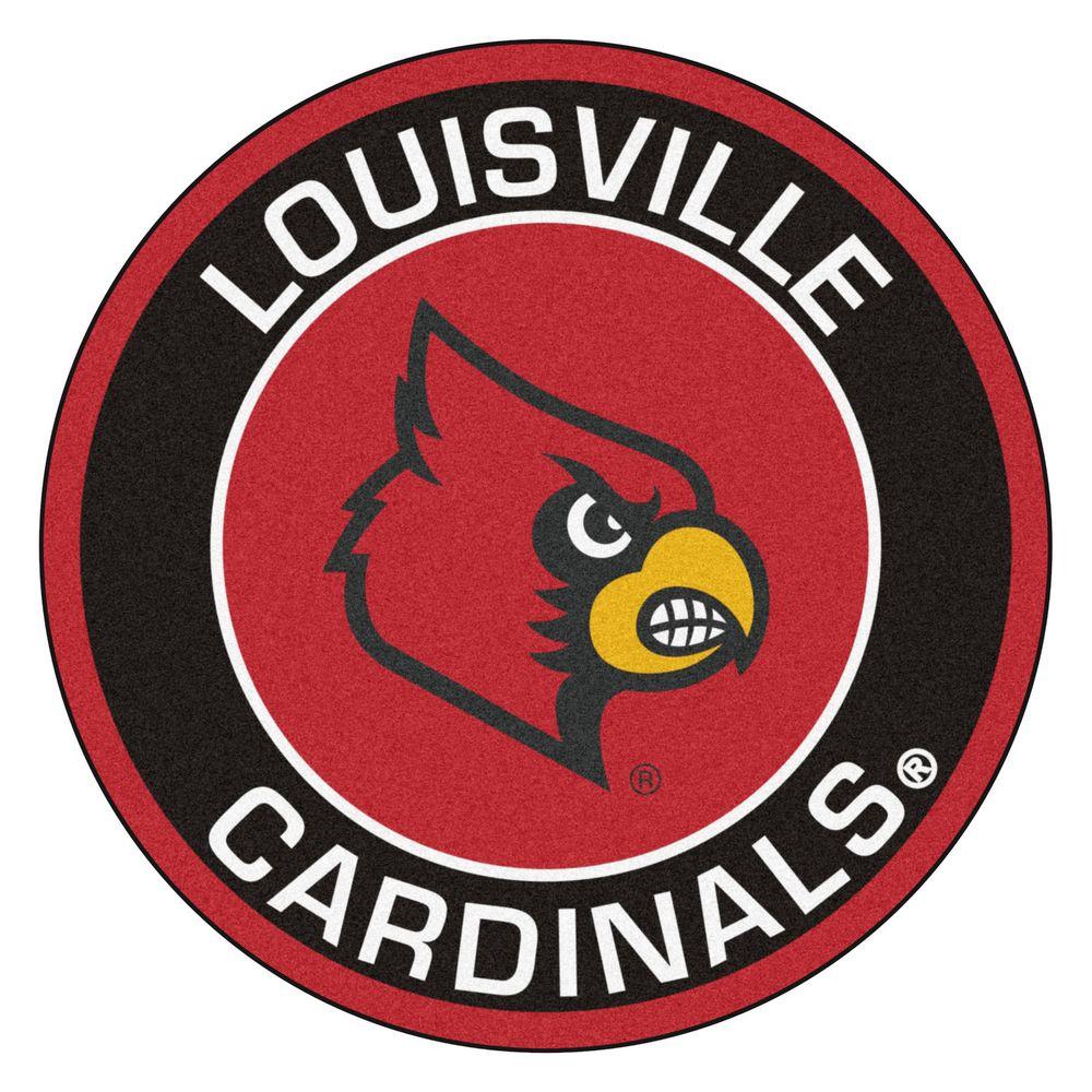 FANMATS NCAA University of Louisville Black 2 ft. x 2 ft. Round Area Rug-18615 - The Home Depot