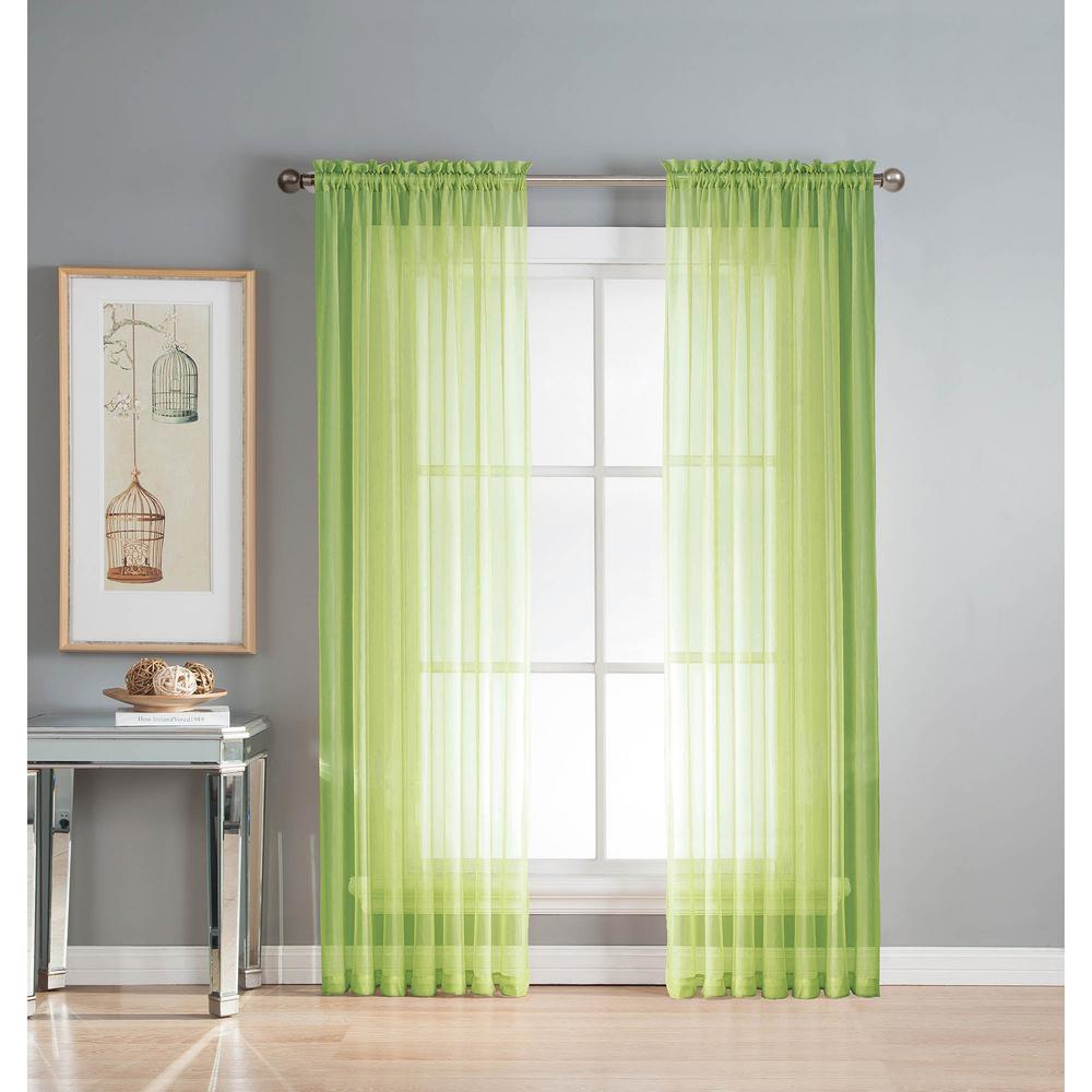 Window Elements Sheer Diamond Sheer Lime Rod Pocket Extra Wide Curtain