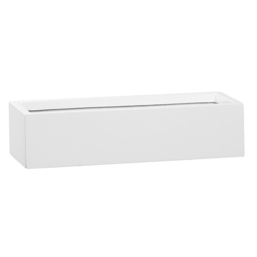 PotteryPots Balcony Slim Low Extra-Small 15.7 in. W Glossy White Fiberstone Indoor Outdoor Modern Rectangle Planter