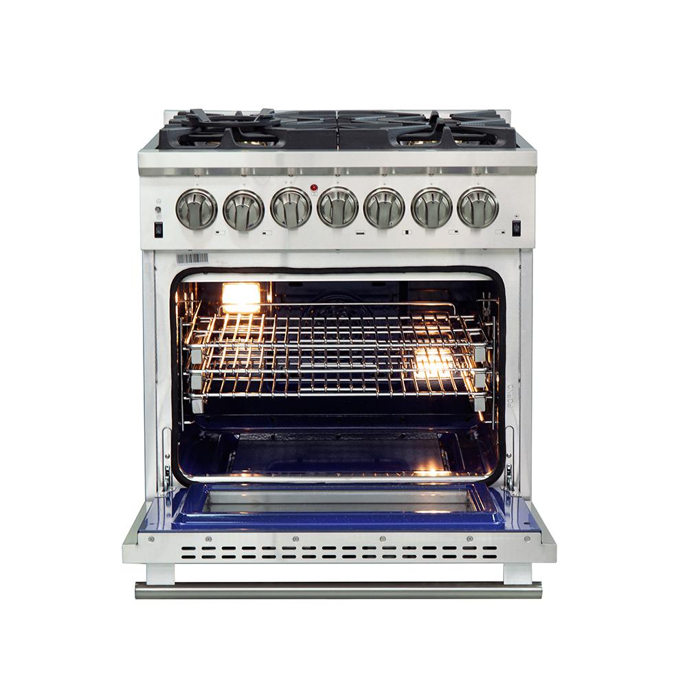 Oven FORNO Lseo 30 Inch 5-Burner Stainless Steel 70000 BTU Gas Convection Range with 4.23 Cubic Ft