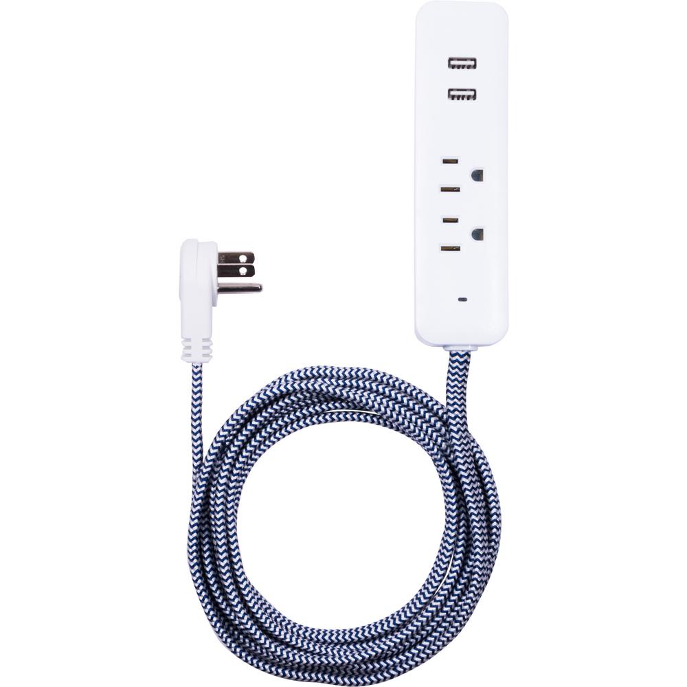 Cordinate 10 ft. 2Outlet 2USB Port Extension Cord in Navy/White41886 The Home Depot