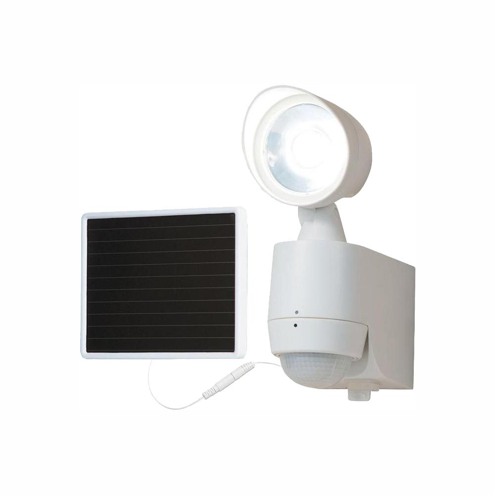All Pro 130 Degree White Motion Activated Sensor Single Head Outdoor Solar Powered Integrated Led Security Flood Light