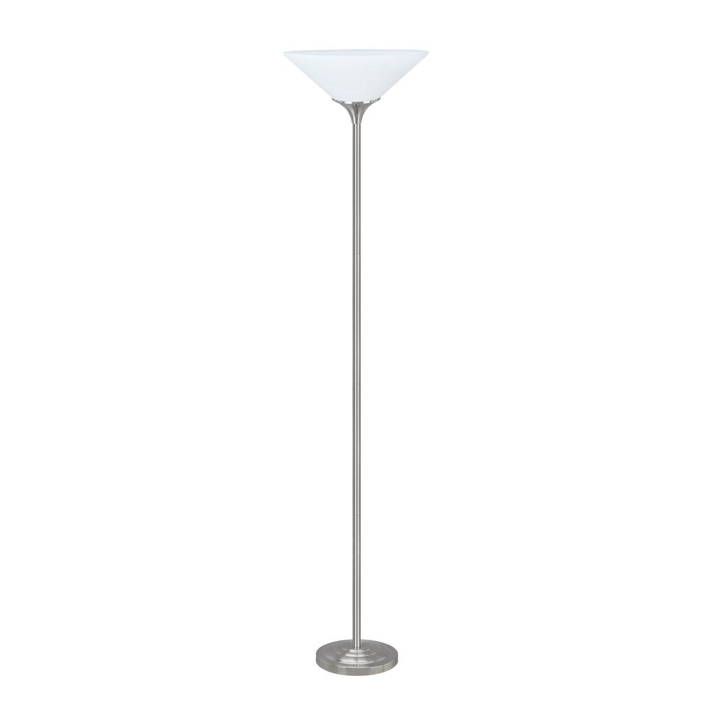 Aspen Creative Corporation 71 In Satin Nickel Metal Torchiere Satin Nickel Metal Torchiere