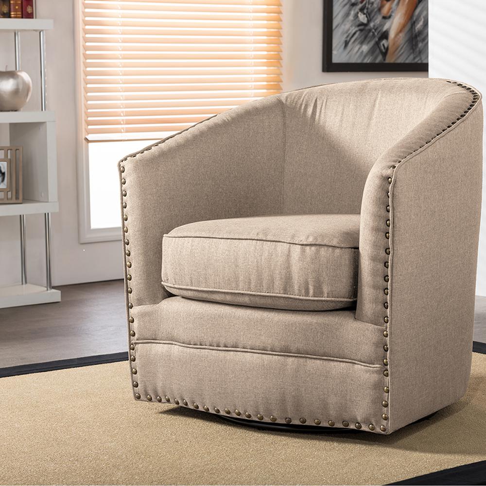 Baxton Studio Porter Contemporary Beige Fabric Upholstered Accent Chair