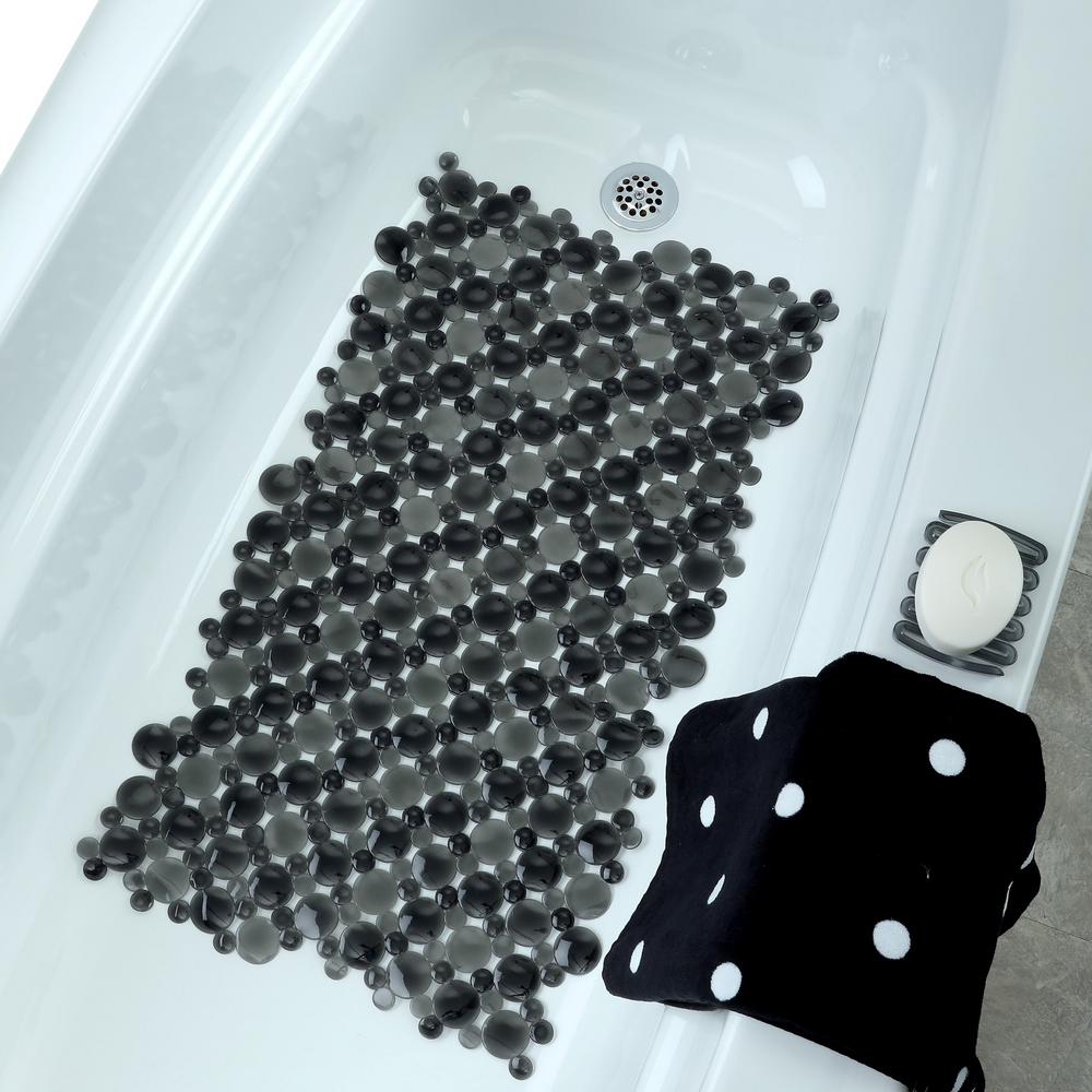 Slipx Solutions 17 In X 30 In Burst Of Bubbles Bath Mat In Black