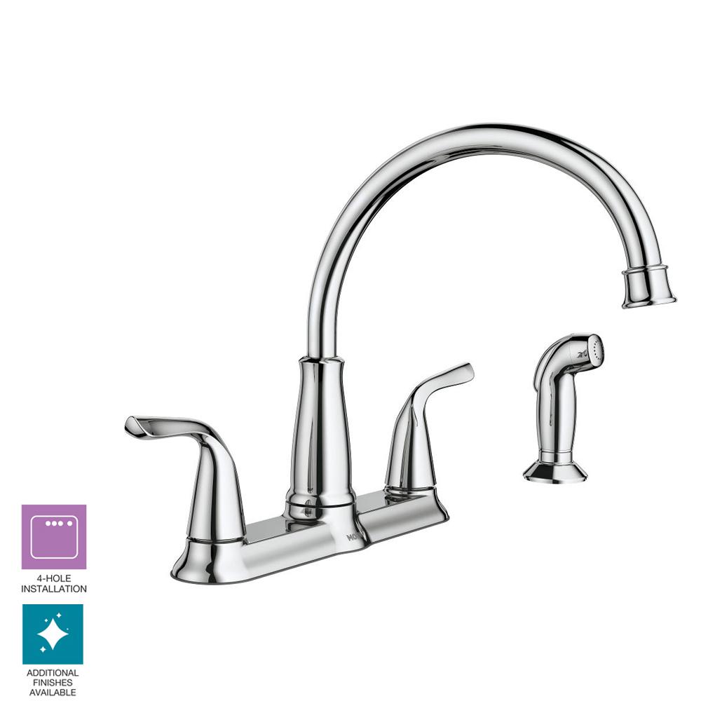 Moen Brecklyn 2 Handle Standard Kitchen Faucet With Side Sprayer