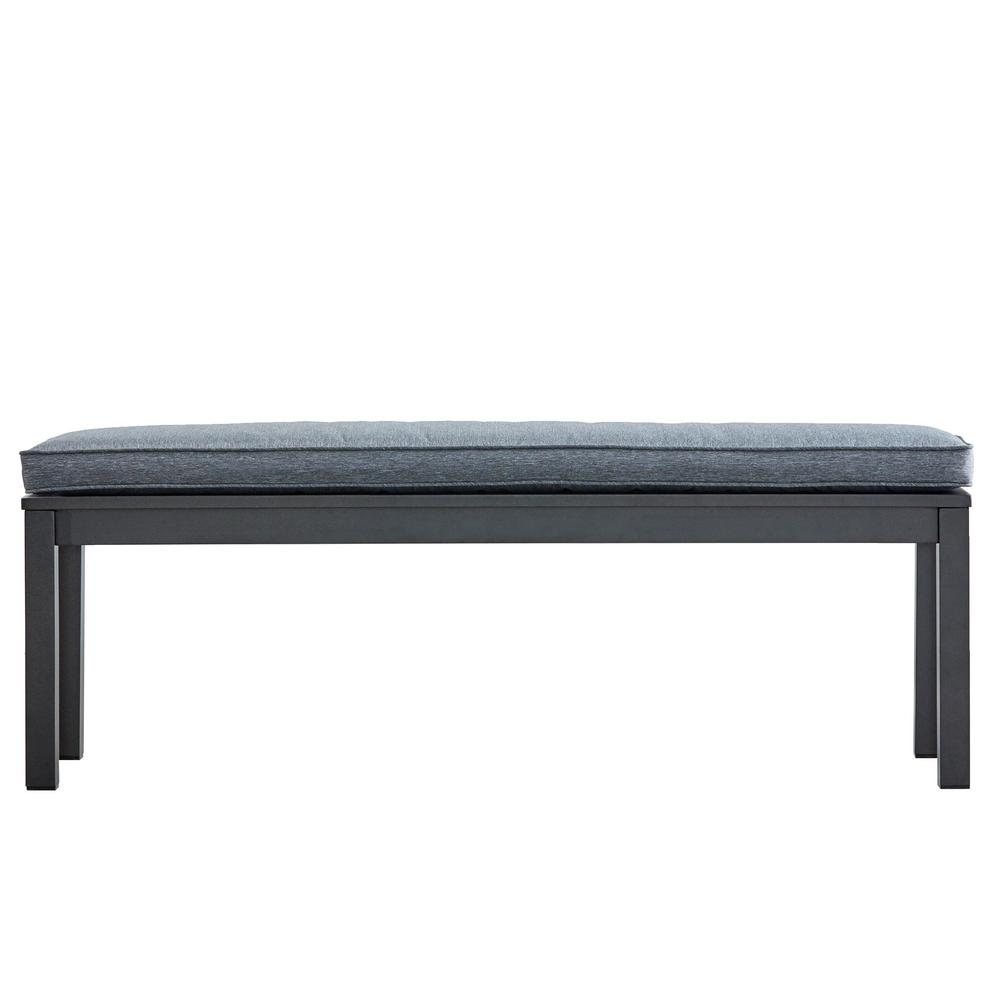 Backless Outdoor Benches Patio Chairs The Home Depot Tn Aluminum Outdoor Bench With Grey Cushion Homesullivan