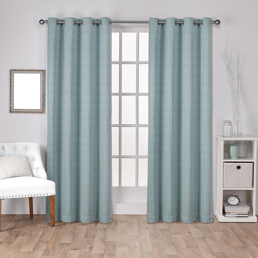 Virenze Marine Faux Silk Grommet Top Window Curtain