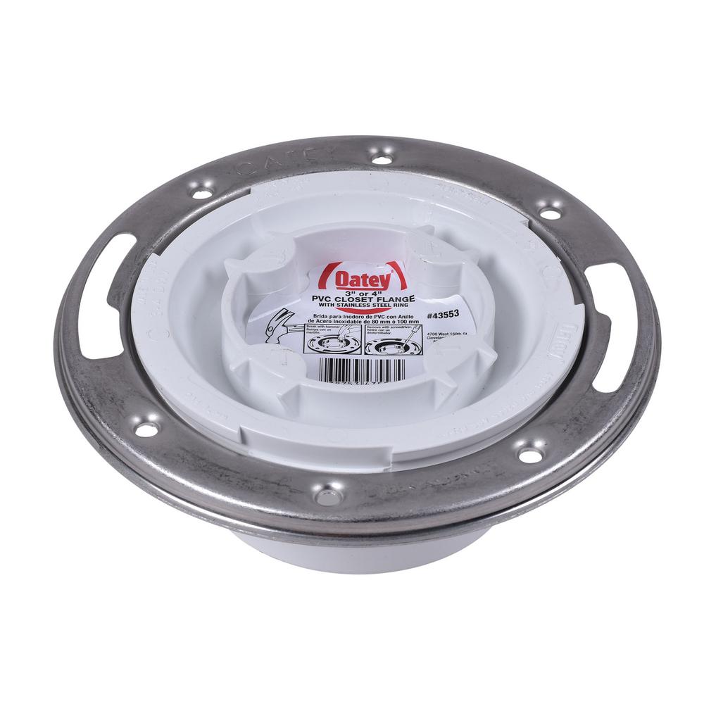 Oatey PVC HUB Closed Toilet Flange with PreInstalled Testing Cap and