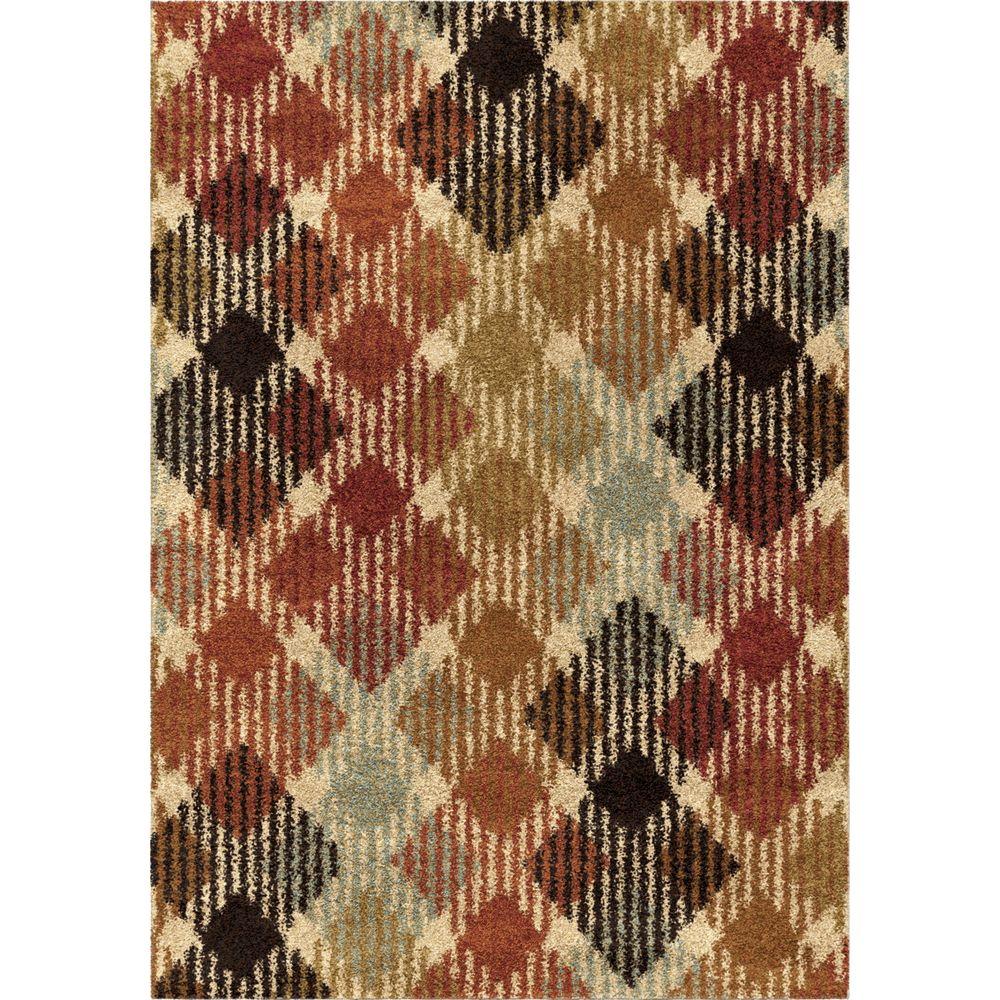 Orian Rugs Checkered Path Multi Shag 5 ft. 3 in. x 7 ft. 6 in. Indoor