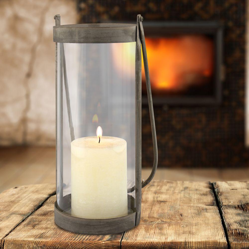 Stonebriar Collection Outdoor Torches Decor The Home Depot 5 In X 11 Rustic Metal Hurricane Lantern