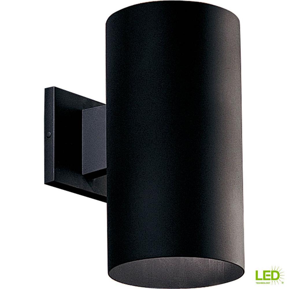 Progress Lighting 1 Light Black Integrated Led 12 In Outdoor Wall Mount Cylinder Light P5641 31 30k The Home Depot