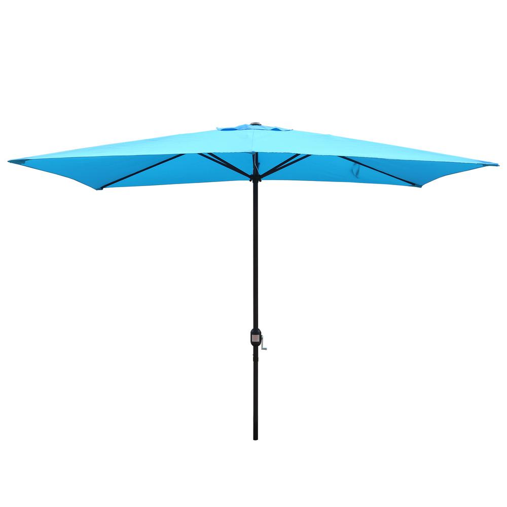 Maypex 10 Ft X 6 5 Ft Steel Crank Rectangular Market Patio Umbrella In Aqua 300004 A The Home Depot