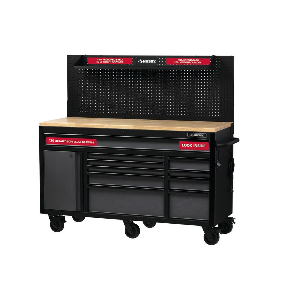 Husky Heavy Duty 61 In W X 23 In D 10 Drawer 1 Door Tool Chest Mobile