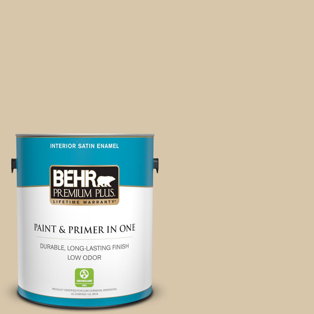 BEHR Premium Plus 1 Gal. #MQ2-23 Almond Butter Satin Enamel Low Odor ...