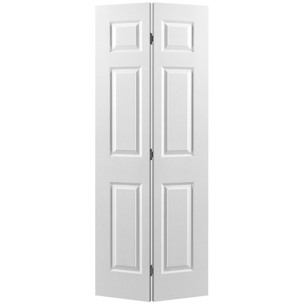 Masonite 30 In X 80 In 6 Panel Painted White Hollow Core Textured Composite Bi Fold Interior Door
