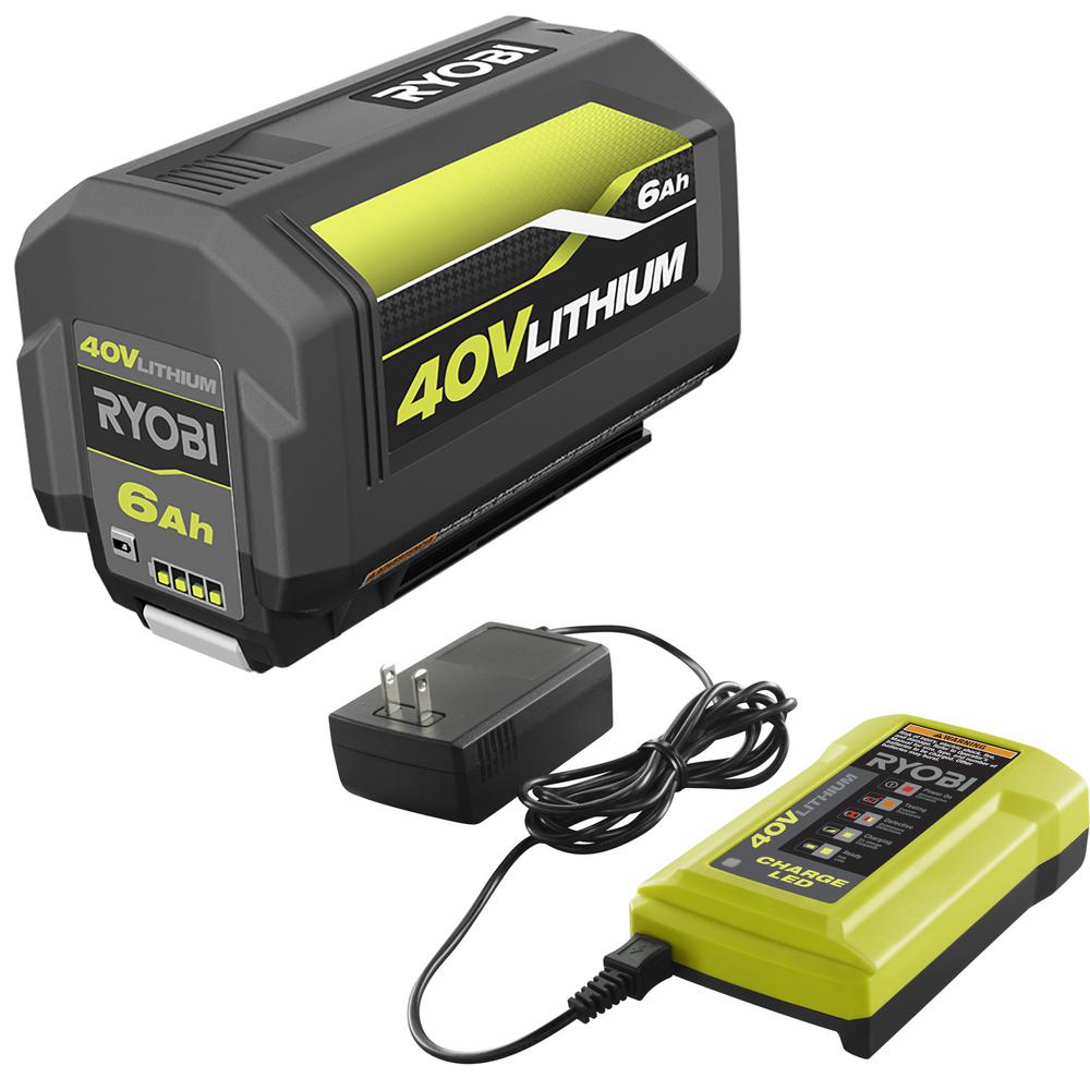 RYOBI 40Volt LithiumIon 6 Ah High Capacity Battery and Charger Kit