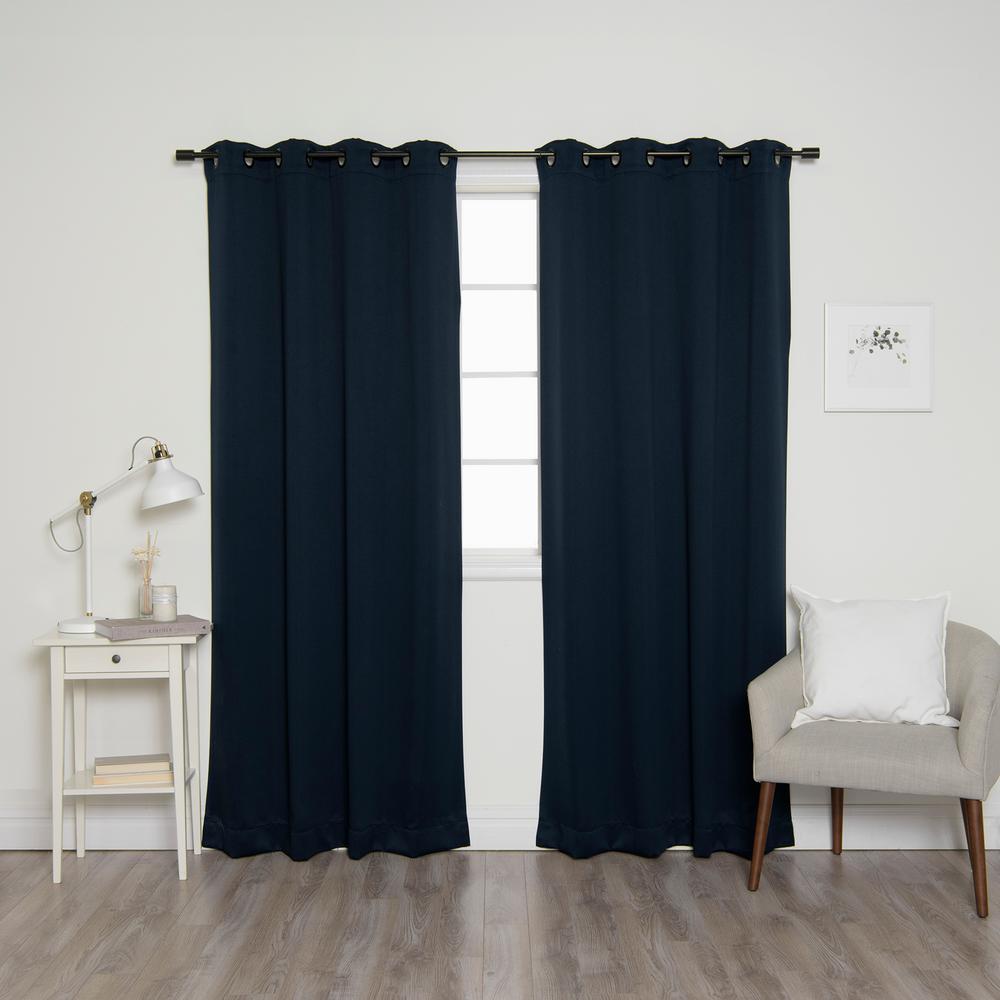 Gold Grommet 84 In L Triple Weave Blackout Curtain Panel In Navy
