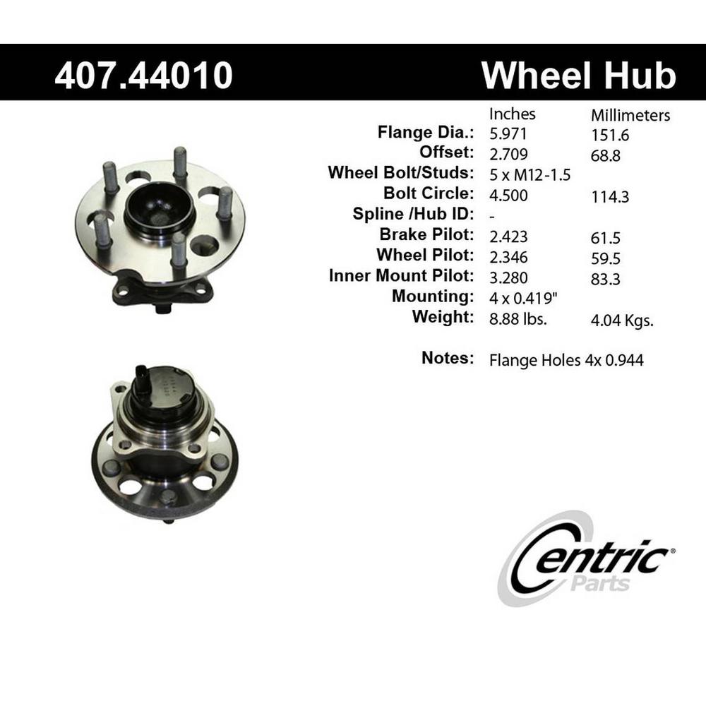 Centric Parts Wheel Bearing and Hub Assembly 2004-2006 Toyota Sienna-407.44010E - The Home Depot