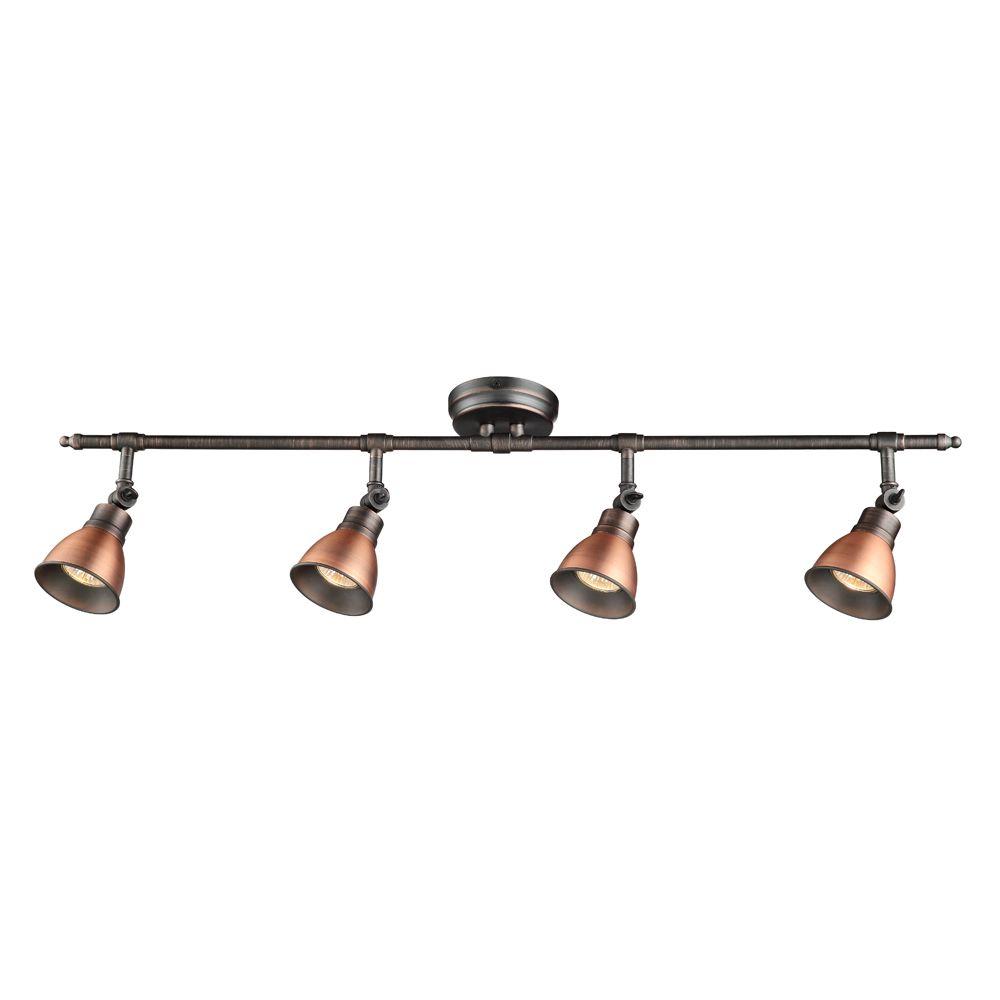 Hampton Bay Templeton 4 Light Bronze Copper Track Lighting Bar 18312   2 Tone Bronze And Copper Finish Hampton Bay Track Heads Pendants 18312 000 64 1000 