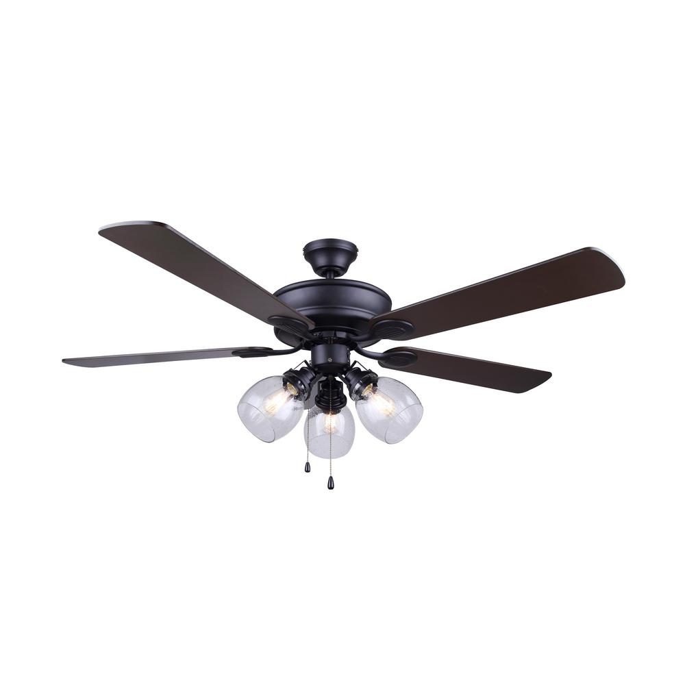 Canarm Carson 52 In Indoor Matte Black Dual Mount Ceiling Fan With Light Kit