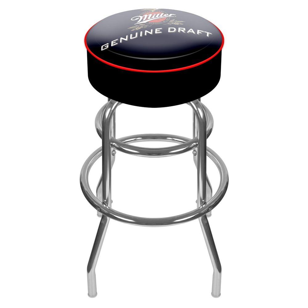 Trademark 31 In Chrome Swivel Cushioned Bar Stool 1000 Green The Miller Genuine Draft 31 In Chrome Swivel Cushioned Bar Stool