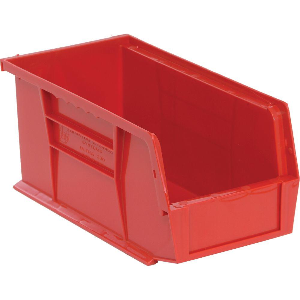 Edsal 1 3 Gal Stackable Plastic Storage Bin In Red 12 Pack