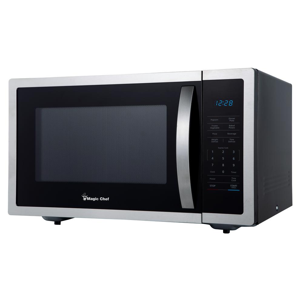 Magic Chef 1 6 Cu Ft Countertop Microwave In Stainless Steel With Gray Cavity Magic Chef 1 6 Cu Ft Countertop Microwave In Stainless Steel With Gray Cavity