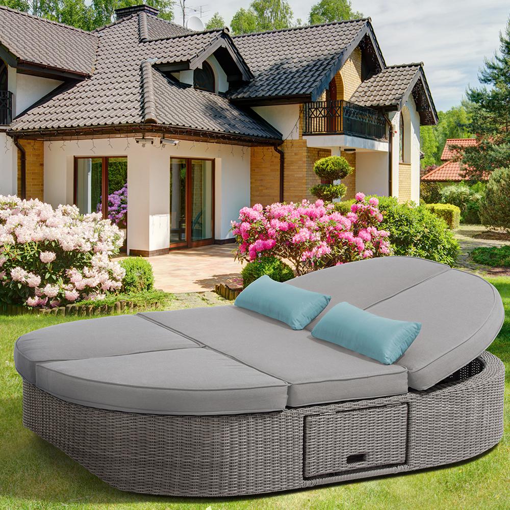 OVE Decors Sandra 1Piece Aluminum Outdoor Day Bed with Gray Cushions