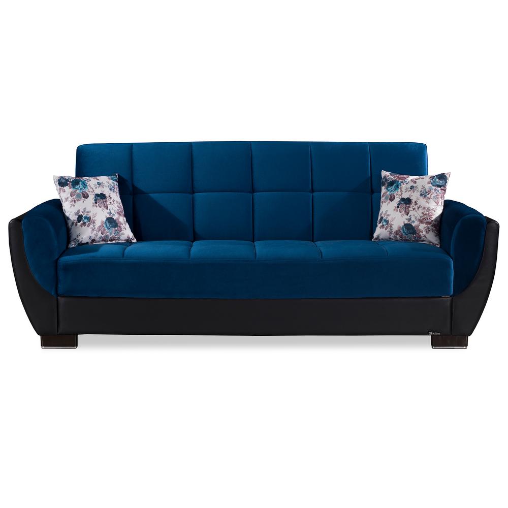 Ottomanson Armada Air 93.5 in. Emerald Blue/Black Microfiber 3Seater Full Sleeper Convertible