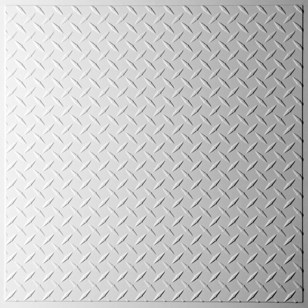 2 X Modern Pvc Ceiling Tiles Ceilings The Home Depot Diamond Plate White 2 Ft X Lay In Or Glue