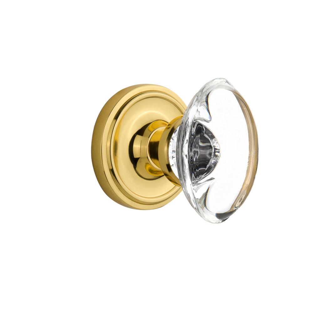 Classic Rosette Set With Fluted Brass Knobs Passage In Polished Brass Antique Reproduction Door Knobs.