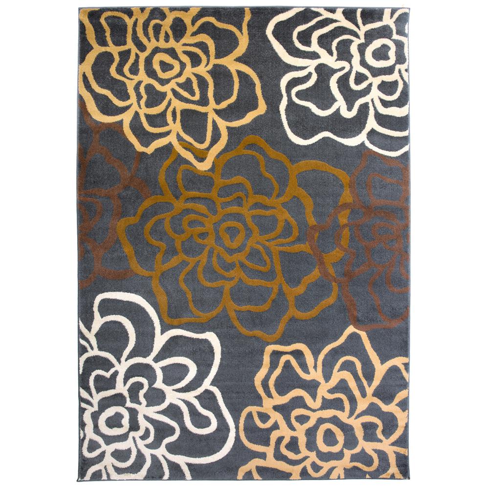 Contemporary Modern Floral Flowers Brown Indoor Area Rug 3'3"x5'108