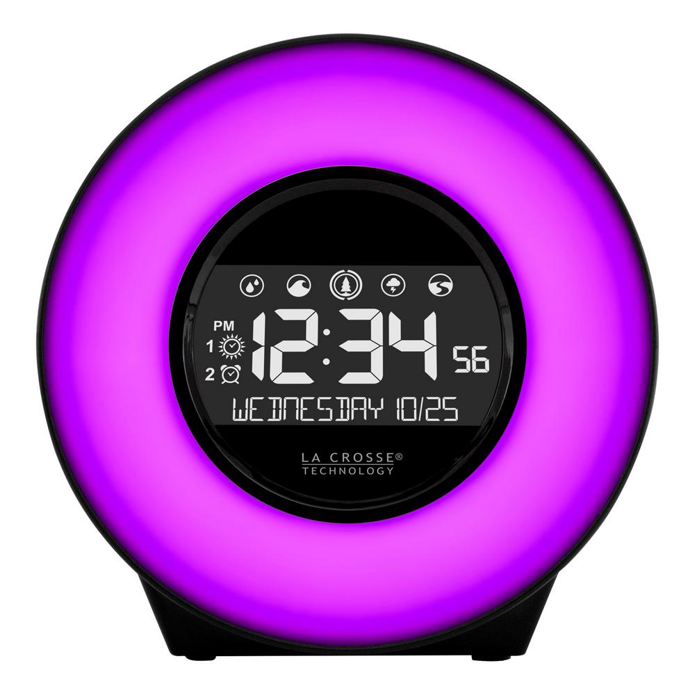 La Crosse Technology Color Mood Light Alarm Clock With Nature Sounds C85135 The Home Depot