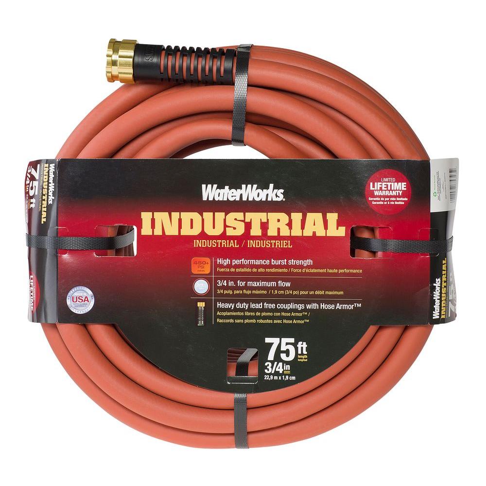 Waterworks 3 4 In Dia X 75 Ft Industrial Garden Hose Wwt7534075 The Home Depot