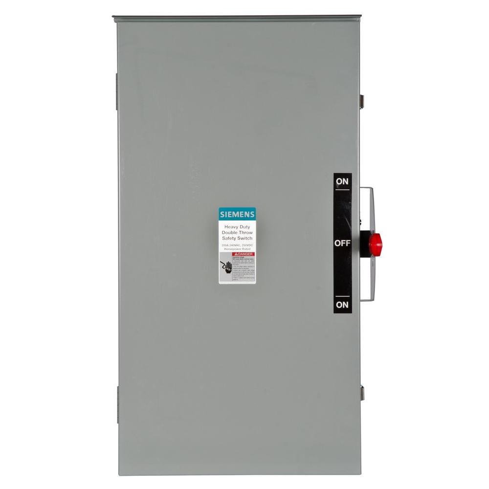 Siemens General Duty Double Throw 100 Amp 240 Volt 3 Pole Outdoor Non Fusible Safety Switch 0211