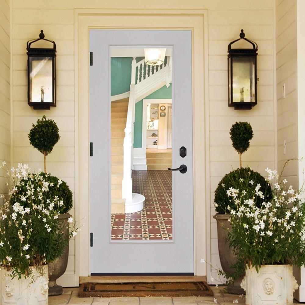 Steves Sons 34 In X 80 In Premium Full Lite Primed White Fiberglass Prehung Front Door