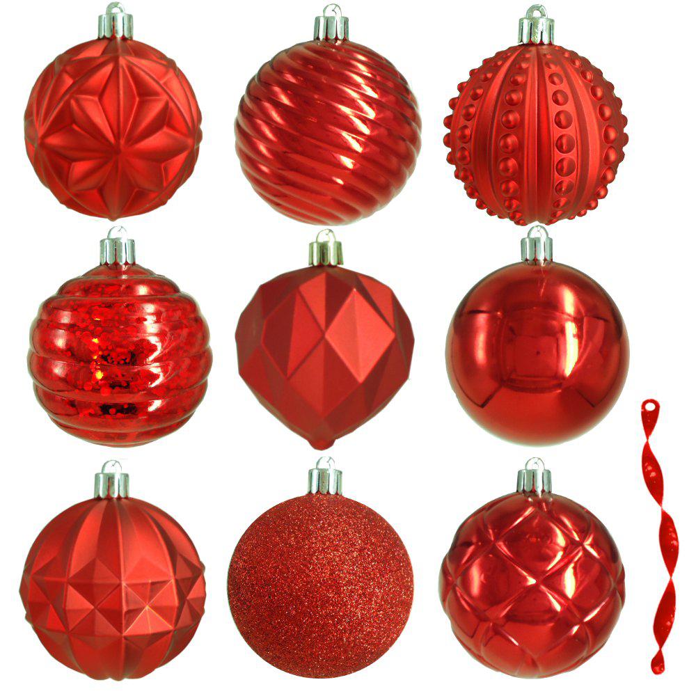 80 mm Red Christmas Ornament Assortment (75-Pack)