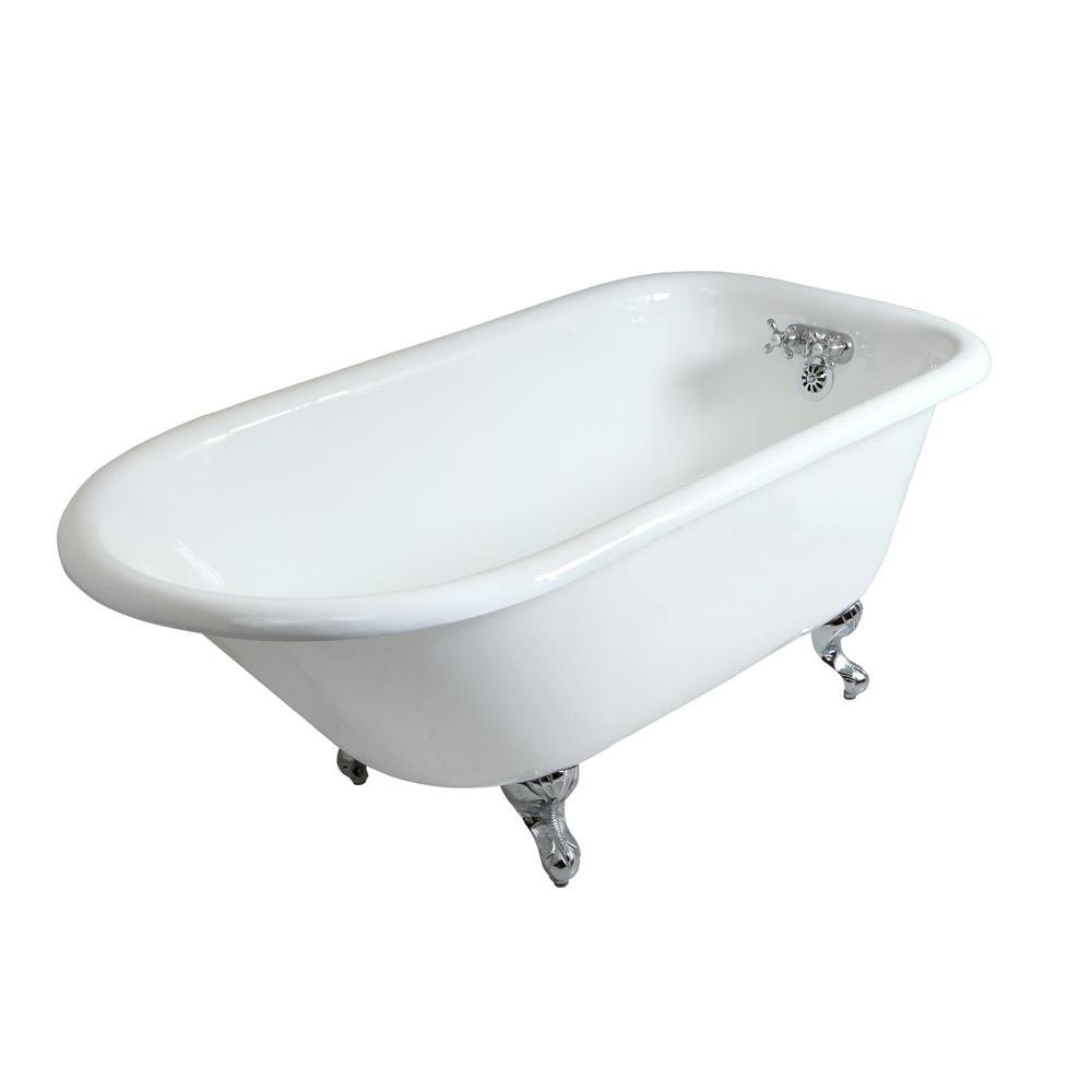 Aqua Eden Petite 54 In Cast Iron Chrome Roll Top Clawfoot Bathtub Aqua Eden Petite 54 In Cast Iron