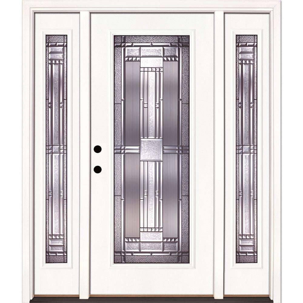 Feather River Doors 63.5 in. x 81.625 in. Preston Patina Full Lite Unfinished Smooth RightHand