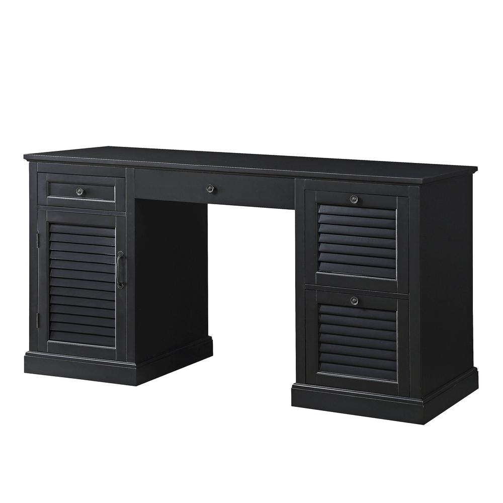 Usl Black Chapman 4 Drawer Desk Sk19277a3 Bk The Home Depot Usl Black Chapman 4 Drawer Desk