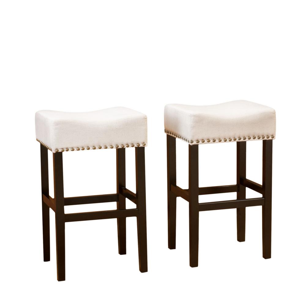 Noble House Laramie 30 In Beige Fabric Backless Bar Stool Set Of 2 Beige Fabric Backless Bar Stool Set Of 2