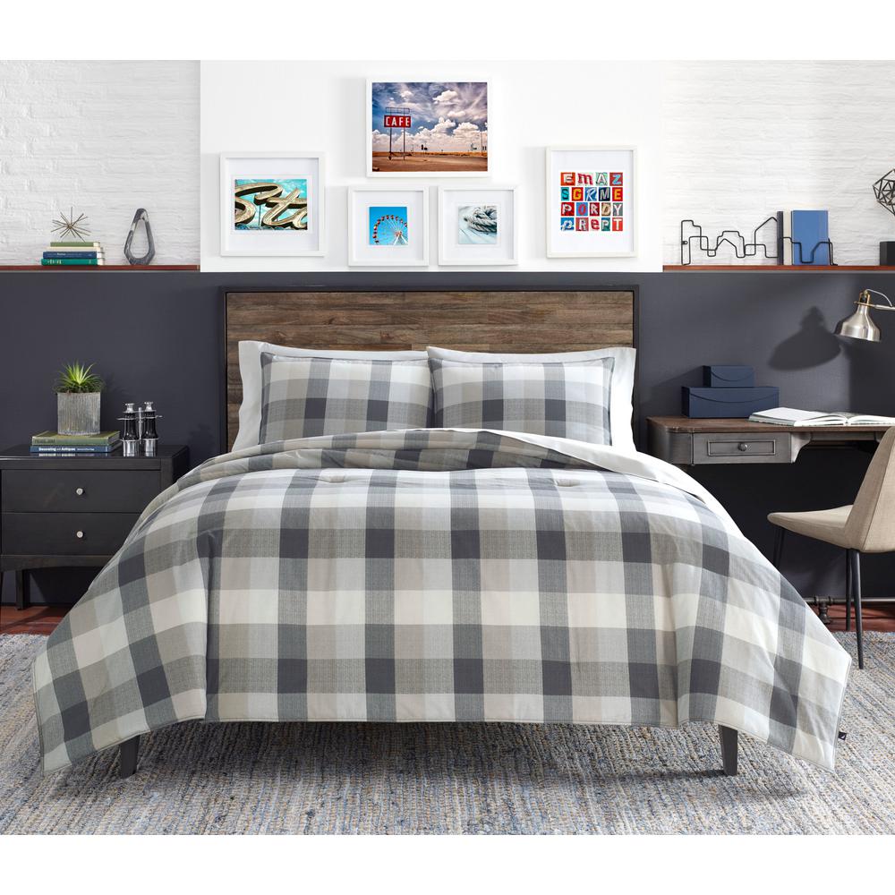 Nautica Portsmouth 3Piece Grey Full/Queen Micro Suede Comforter Set