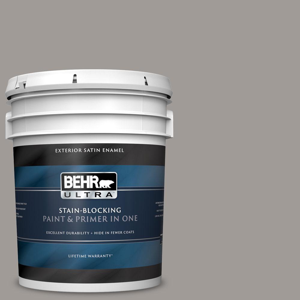 BEHR ULTRA 5 gal. PPU1815 Fashion Gray Satin Enamel Exterior Paint and Primer in One985405