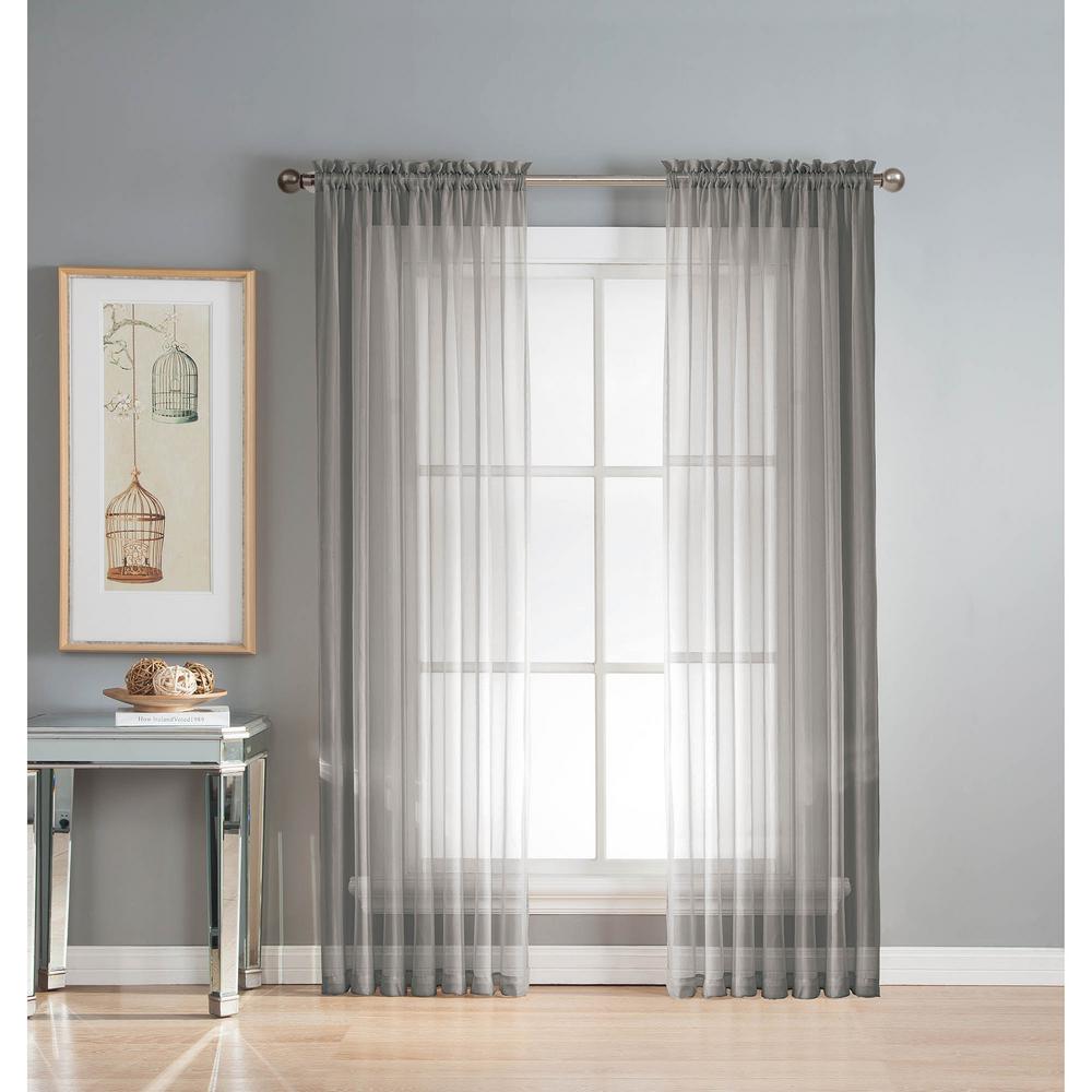 Window Elements Sheer Diamond Sheer Gray Rod Pocket Extra Wide